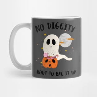 No Diggity Bout To Bag It Up Cute Ghost Halloween Kids Candy Mug